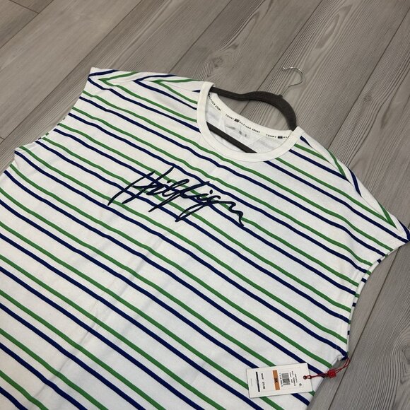 NWT TOMMY HILFIGER 3X Green Short Sleeve Above The Knee Shift Dress Sweatshirt - Picture 5 of 11